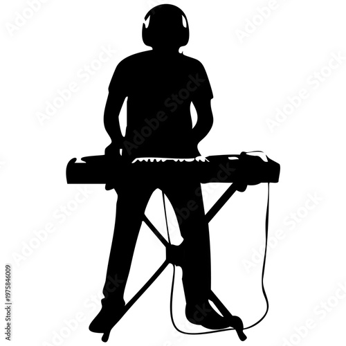 Musician Playing Electronic Keyboard Silhouette