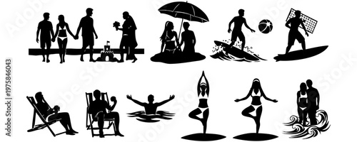 Beach Activities and Summer Leisure Silhouette Collection