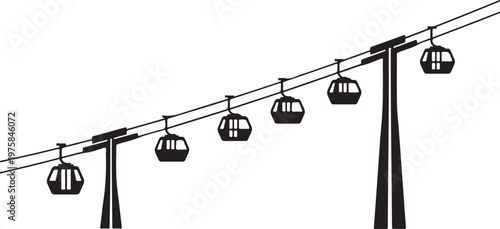 Cable car, gondola lift, ski lift, cableway, transportation, travel, vector icons