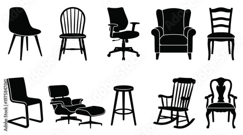 10 Chair Silhouette Vector Pack – Minimalist Furniture SVG Collection