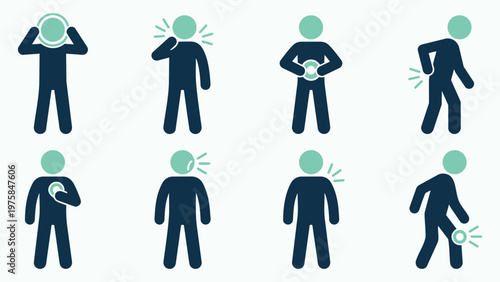 Medical Infographic Pictograms Showing Common Areas of Physical Pain