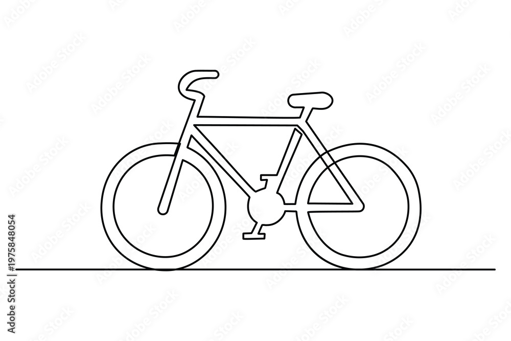 Fototapeta premium Bicycle continuous one line drawing on white background
