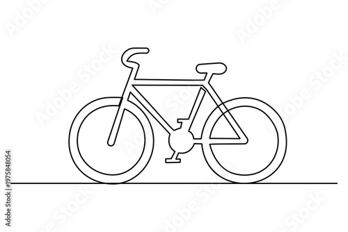 Bicycle continuous one line drawing on white background