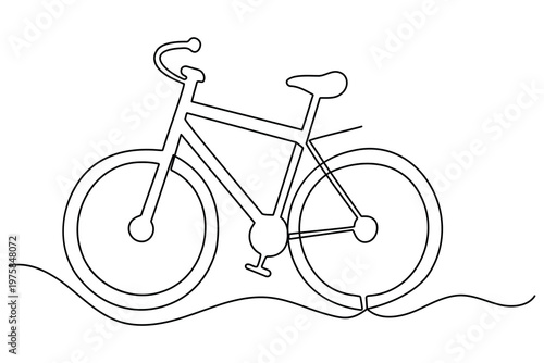 Bicycle continuous one line drawing on white background