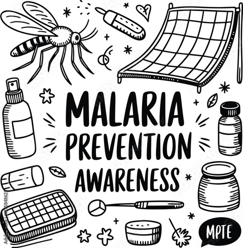 World malaria day line art vector