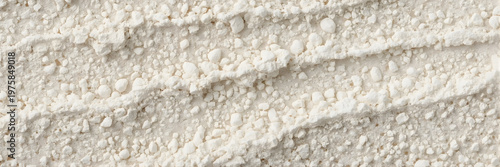 White Powder Texture Background with Crumbs and Smooth Ridges Top View