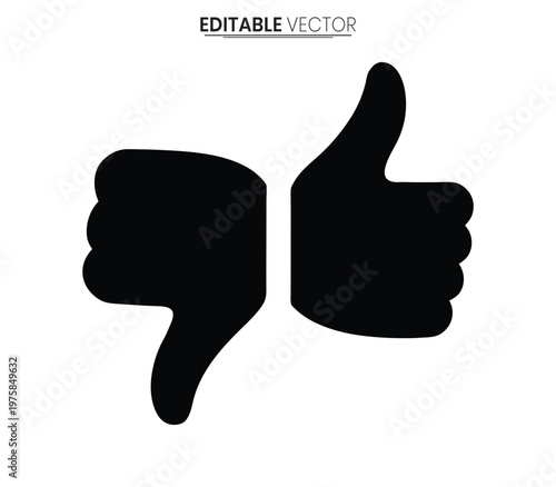 Two hands displaying opposing gestures a thumbs up and down silhouette high quality