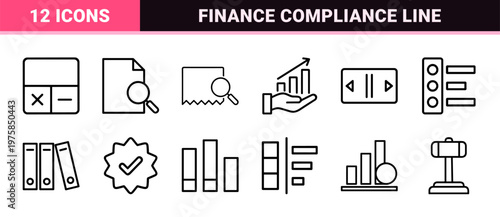 Business audit and financial compliance outline icons