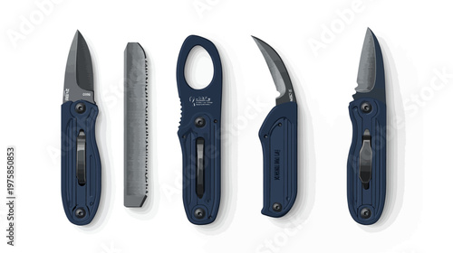 A collection of various knives with different blade styles and handle designs