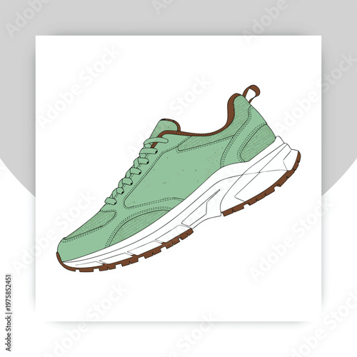 Classic high top blue canvas sneaker shoe illustration,