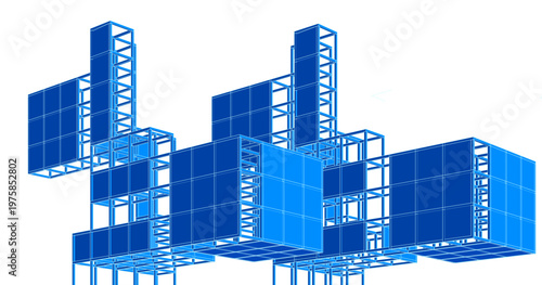 abstract architecture modular design 3d illustration