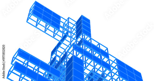 abstract architecture modular design 3d illustration