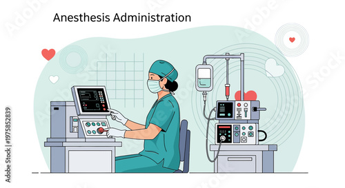 Anesthesiologist Administering Anesthesia in Operating Room with Medical Equipment