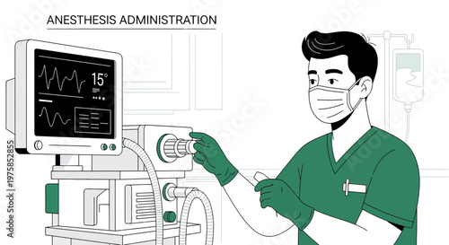Anesthesiologist Administering Anesthesia in Operating Room with Medical Equipment