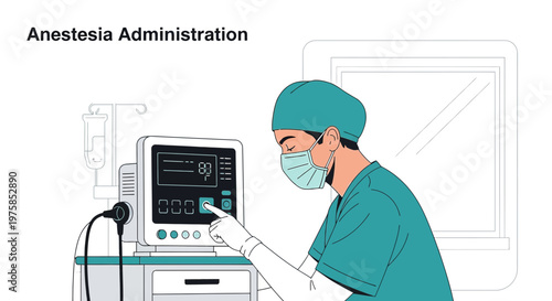 Anesthesiologist Administering Anesthesia in Operating Room with Medical Equipment