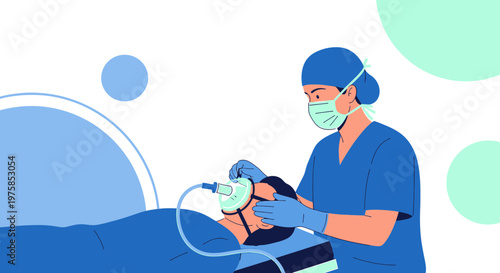 Anesthesiologist Administering Anesthesia Mask to Patient Before Surgery in Operating Room