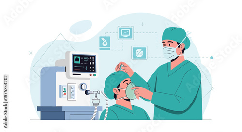 Anesthesiologist Administering Anesthesia to Patient Before Surgery in Operating Room