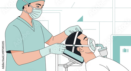 Anesthesiologist Administering Anesthesia to Patient Before Surgery in Operating Room