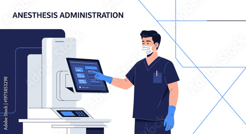 Anesthesiologist Administering Anesthesia Using Modern Medical Equipment in Operating Room