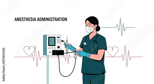 Anesthesiologist Administering Anesthesia with Medical Equipment in Operating Room
