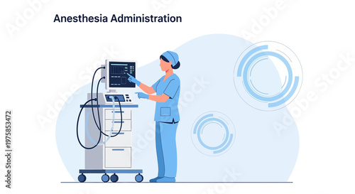 Anesthesiologist Administering Anesthesia with Modern Medical Equipment in Operating Room