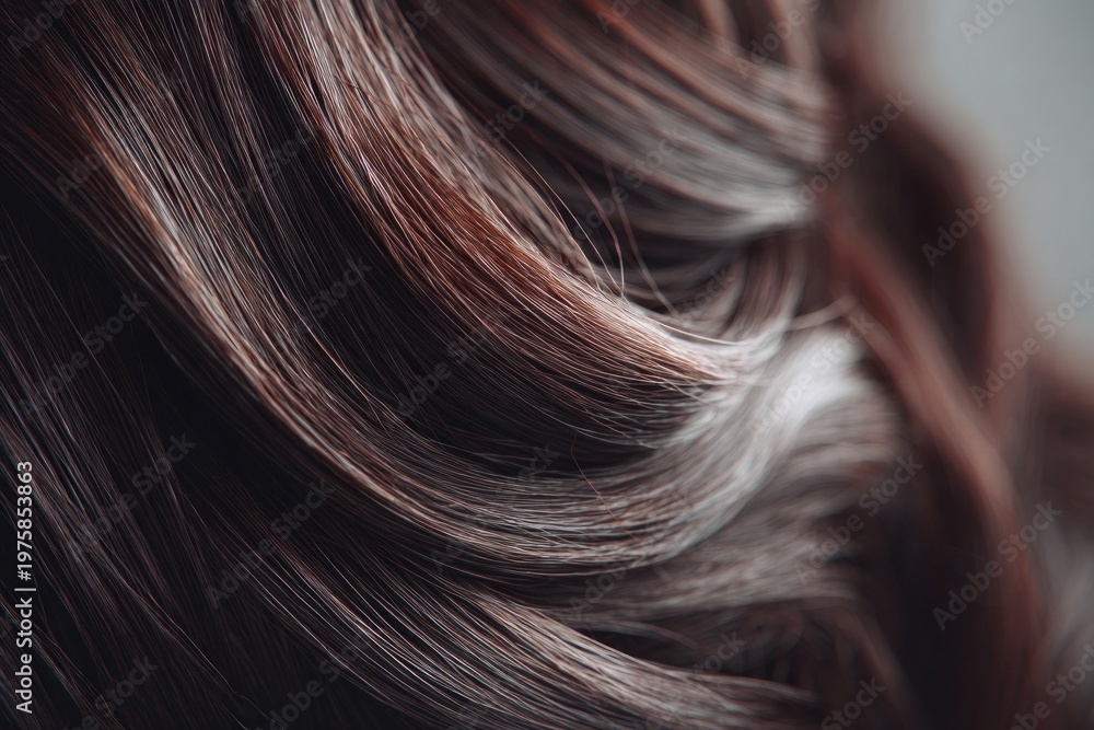 Fototapeta premium Glossy hair strands glow under soft lighting