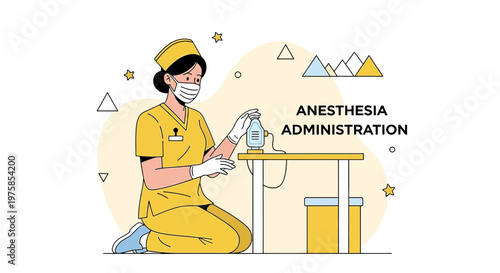 Anesthesiologist Preparing Anesthesia in Operating Room, Medical Procedure