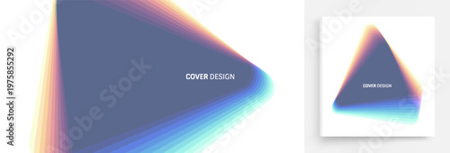 A geometric triangular figure. Offset and layering. A translucent element. 3D vector illustration for brochure, poster, cover, card, presentation, flyer or banner.