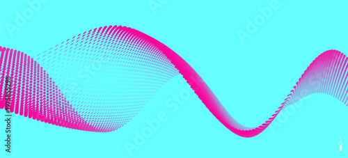 3D wave formed by multiple circles. Dynamic effect. Abstract background. Big data. Cover design template. Illustration for brochure, poster, card, presentation, flyer or banner.