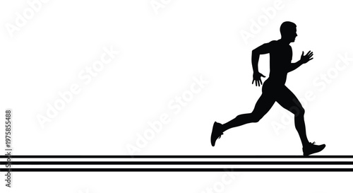Silhouette of a man running on a track emphasizing speed and athleticism