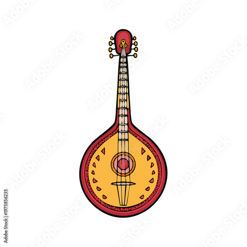 Traditional Portuguese Guitar Musical Instrument Illustration