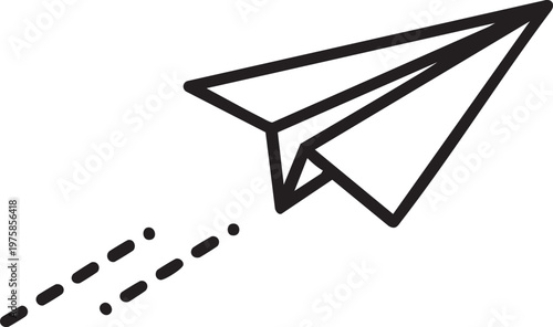 A simple illustration of a paper airplane soaring through air with motion lines.