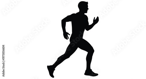 Silhouette of a man running depicted in a dynamic and athletic pose