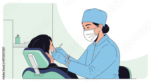 Dentist examining patient's teeth in modern dental clinic, close-up on procedure