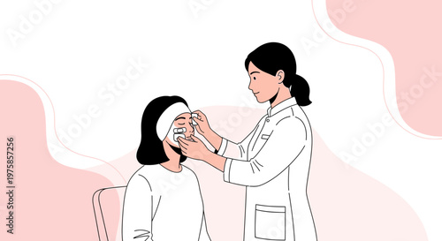 Dermatologist Applying Eye Patches to Patient for Skincare Treatment