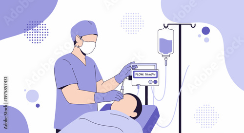 Doctor Administering Anesthesia to Patient Before Surgery in Operating Room