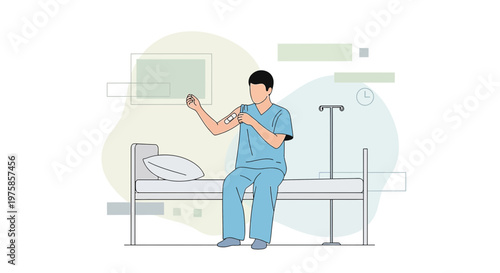 Doctor administering injection to patient in hospital bed, medical care concept