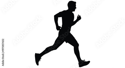 Silhouette of a man running depicted in a dynamic and athletic pose
