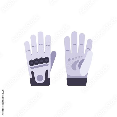 white gray golf glove pair, sport accessory, colorful vector flat style illustration
