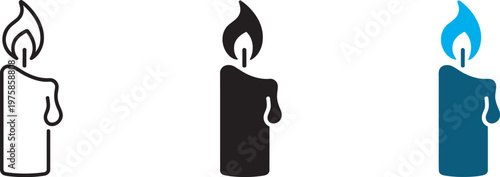 Candle icon, melt wax burning flame symbol, dripping wax sign, heat concept, glowing light illustration, soft wax fire design
