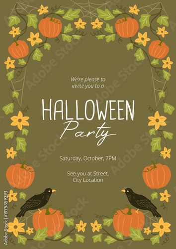 Halloween Seasonal frame layout design vector illustration for invitation and backgrounds