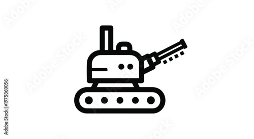 Black Outline Crawler Drill Rig Vector Icon