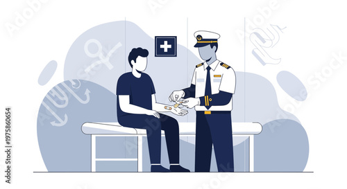 Doctor applying bandage to patient's hand in clinic, medical care concept