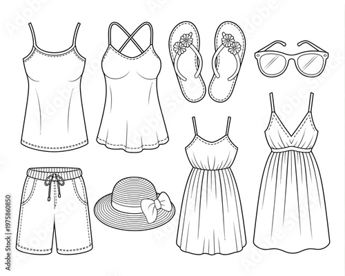 Summer vacation clothing and accessories for men and women  beachwear collection