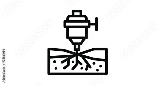 Black Line Vector Icon of Plant Seeding Process