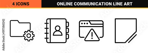 Minimalist email and messaging outline icon set for web interface
