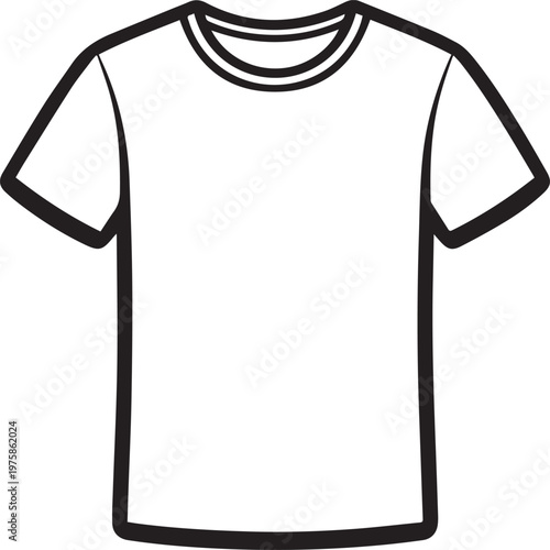 A minimalist illustration of a classic t-shirt, emphasizing its simple design and clean lines, perfect for showcasing fashion and apparel concepts.