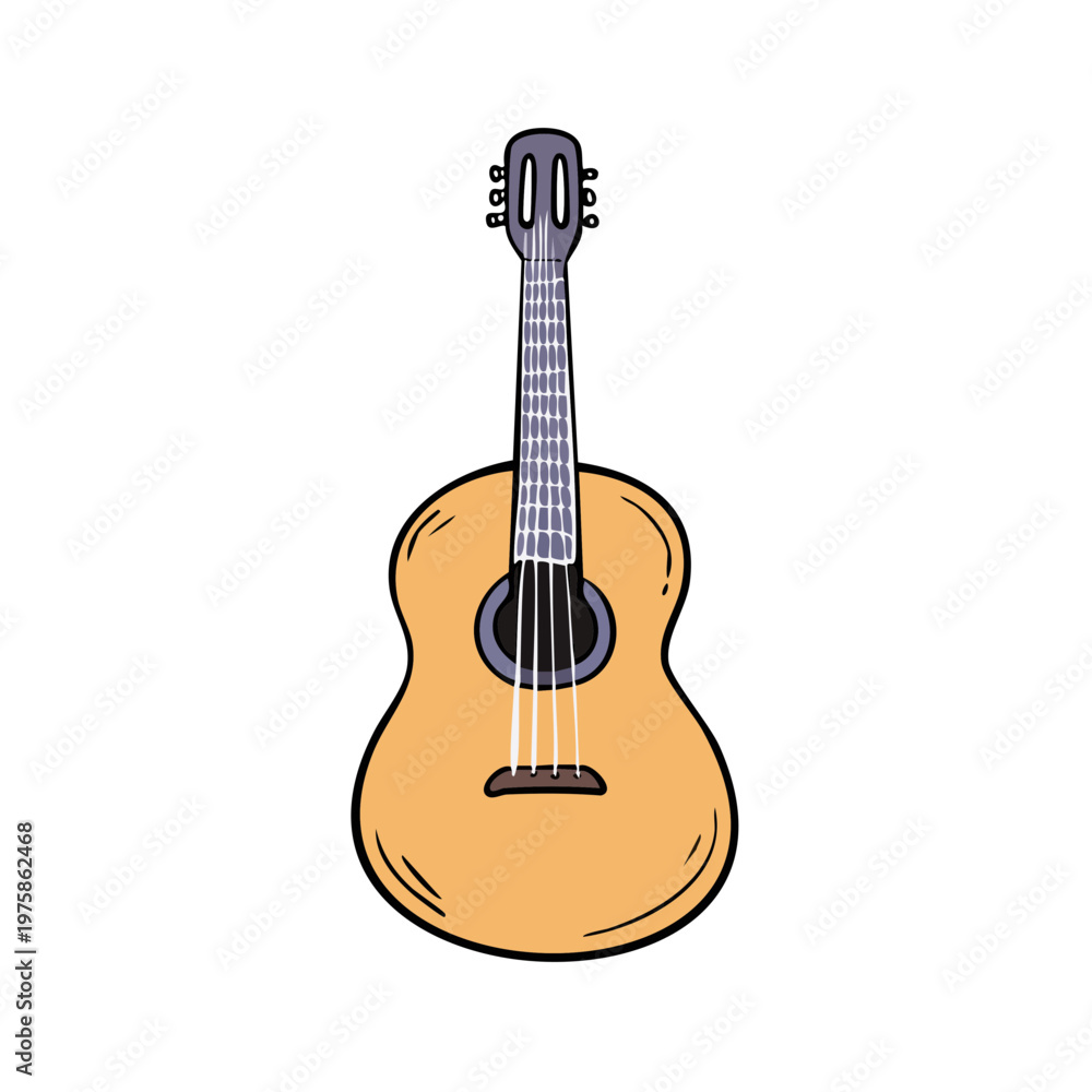 Fototapeta premium Acoustic guitar illustration with clean lines and warm colors