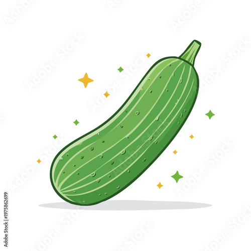 Vibrant Green Zucchini Vegetable Icon with Sparkles Healthy Food Ingredient