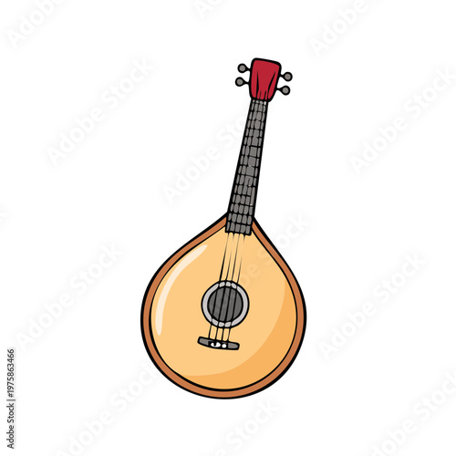 Traditional Portuguese Fado Guitar with Six Strings and Wooden Body